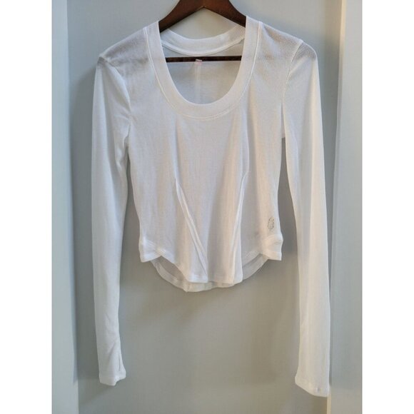 Free People Movement Size large Mine Over Matter Crop White Long Sleeve rib - Picture 2 of 5